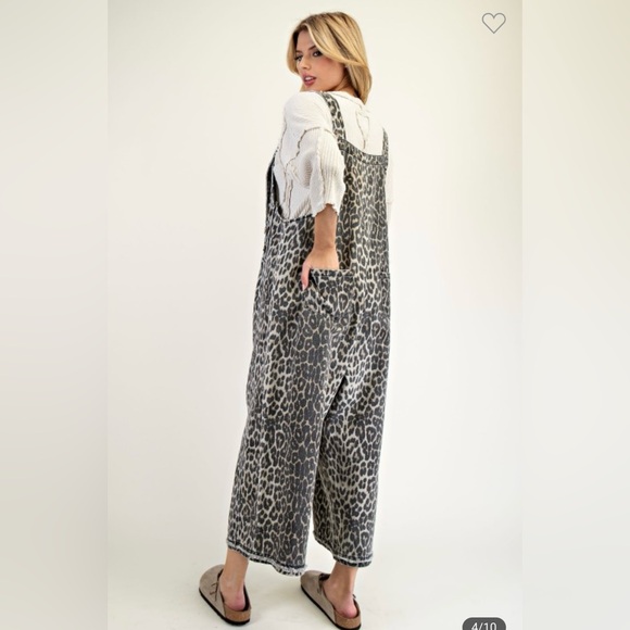 Easel NWT Washed Animal Print Overalls - Picture 2 of 10